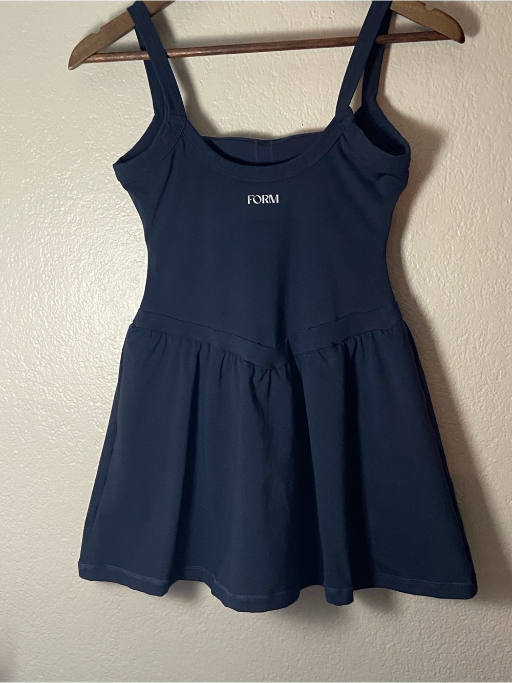 FORM Navy Blue Drop Waist Active Tennis Dress with built in shorts/bra Size M